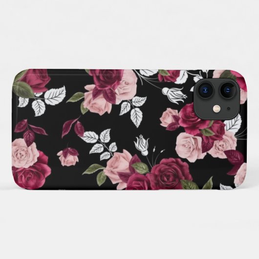 Donkerrood  roos patroon Case-Mate iPhone case (Achterkant (horizontaal))