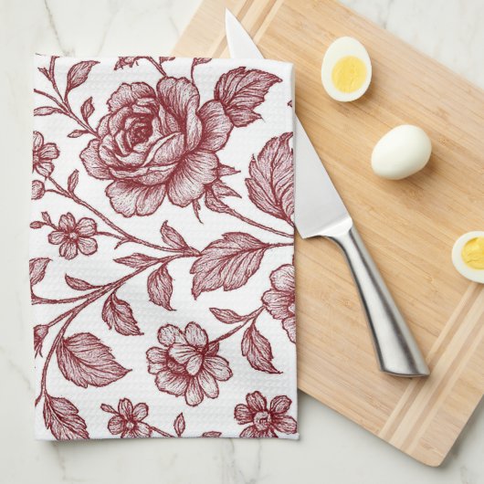 Donkerrood Roos Theedoek (Quarter Fold)