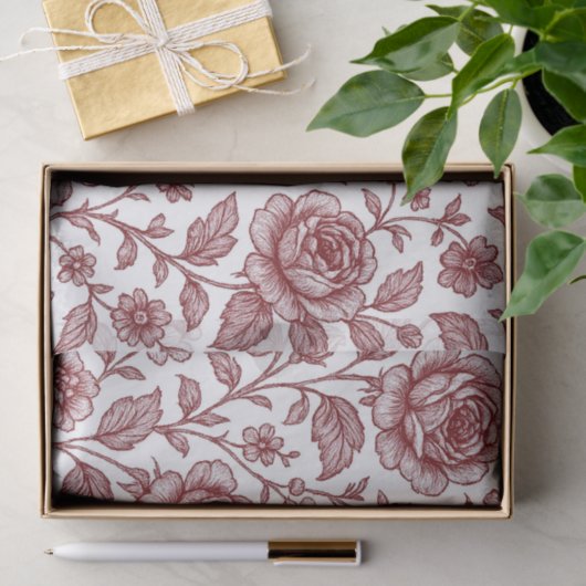 Donkerrood  Roos Tissuepapier (Geschenk)