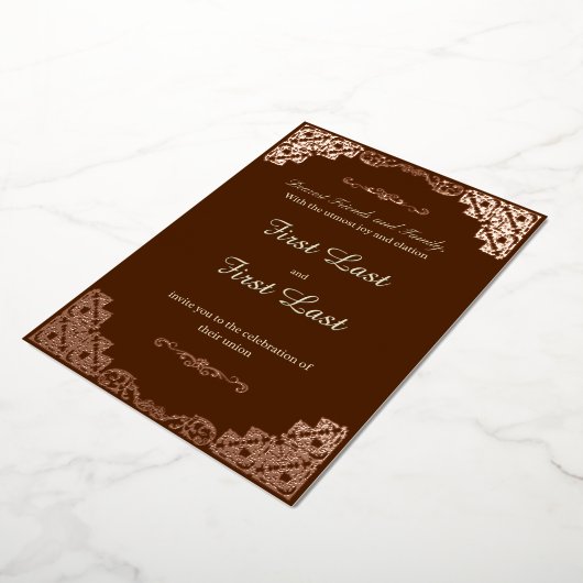 Donkerrood Royalty-Folie bruiloft uitnodiging