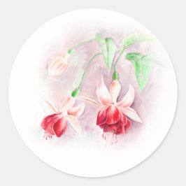 Donkerrood & roze fuchsia bloemkunst bruiloft stic ronde sticker