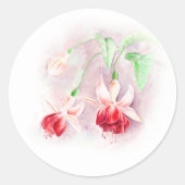 Donkerrood & roze fuchsia bloemkunst bruiloft stic ronde sticker (Voorkant)