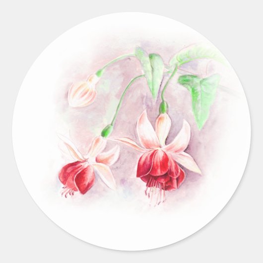 Donkerrood & roze fuchsia bloemkunst bruiloft stic ronde sticker (Voorkant)