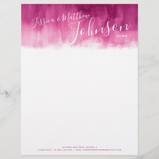 Donkerrood roze moderne kunst paar letterhead briefhoofd ontwerp (Voorkant)