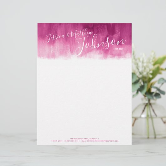 Donkerrood roze moderne kunst paar letterhead briefhoofd ontwerp (Staand voorkant)