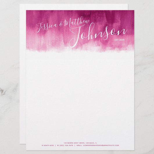 Donkerrood roze moderne kunst paar letterhead briefhoofd ontwerp (Voorkant / Achterkant)