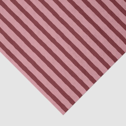 Donkerrood Roze Rustiek Gestreept Tissuepapier (Detail)