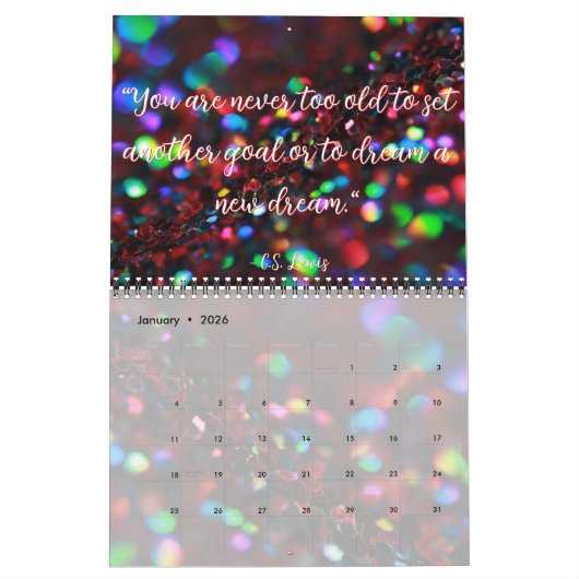 Donkerrood Sparkling Aangepaste Tijdlijn Kalender (Jan 2026)