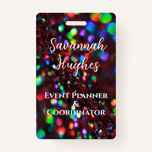 Donkerrood Sparkling ID Badge (Voorkant)