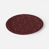 Donkerrood speels Halloween patroon Papieren Bordje (Gekanteld)