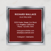 Donkerrood staal handyman automatisch reparatiemec vierkante visitekaartje (Achterkant)