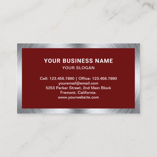 Donkerrood stalen cirkelzaag Handyman Carpenter Visitekaartje (Achterkant)