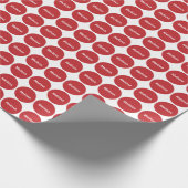 Donkerrood Stippen patroon op wit met naam Cadeaupapier (Hoek)