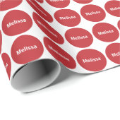 Donkerrood Stippen patroon op wit met naam Cadeaupapier (Rol Hoek)