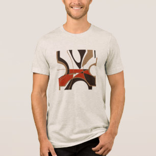 Donkerrood Tan Zwart MCM Look Art Geometrisch Abst Tri-Blend Shirt