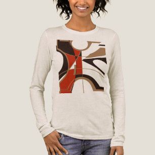 Donkerrood Tan Zwart Vet Groot Geometrisch Abstrac Tri-Blend Shirt