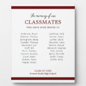 Donkerrood ter nagedachtenis van klasgenoten Names Fotoplaat (Voorkant)
