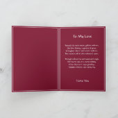 Donkerrood Valentijn hart + liefdesgedicht Kaart (Binnen)