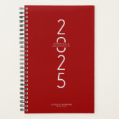 Donkerrood Verticaal Modern Jaar Wekelijks Planner (Voorkant)