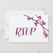 Donkerrood Violet Paars Wildflower bruiloft RSVP (Achterkant)