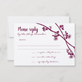 Donkerrood Violet Paars Wildflower bruiloft RSVP Kaartje (Voorkant)