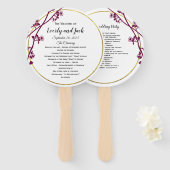 Donkerrood Violet Paarse Wildflower bruiloft progr Handwaaier (Voorkant en achterkant)