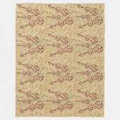 Donkerrood vioollijntekening gekreukt papier bekij fleece deken (Voorkant)