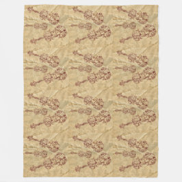 Donkerrood vioollijntekening gekreukt papier bekij fleece deken