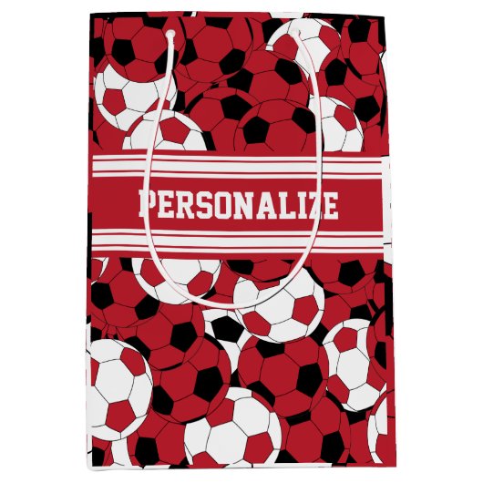 Donkerrood Voetbal collage Medium Cadeauzakje (Voorkant)