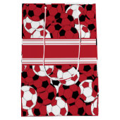 Donkerrood Voetbal collage Medium Cadeauzakje (Achterkant)