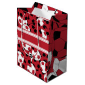 Donkerrood Voetbal collage Medium Cadeauzakje (Achterkant Gekanteld)