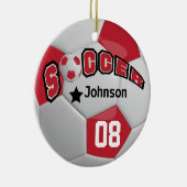 Donkerrood Voetbal | DIY Naam en nummer Keramisch Ornament (Rechts)