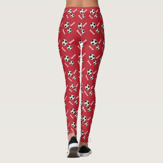 Donkerrood Voetbal ontwerp Leggings (Achterkant)