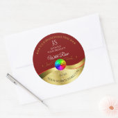 Donkerrood Wavy Gold Logo Monogram Productlabel Ronde Sticker (Envelop)