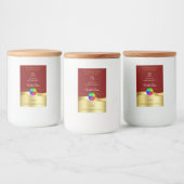 Donkerrood Wavy Gold Logo Monogram Productlabel Voedselcontainer Etiket (Flessen)