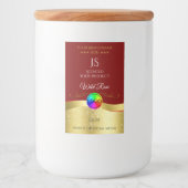 Donkerrood Wavy Gold Logo Monogram Productlabel Voedselcontainer Etiket (Voorkant)