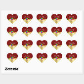 Donkerrood Wavy Gold met Logo Monogram Dank U Hart Sticker (Vel)