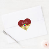 Donkerrood Wavy Gold met Logo Monogram Dank U Hart Sticker (Envelop)