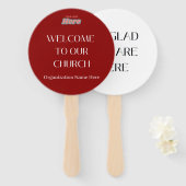 Donkerrood Welkom Hand Fan Handwaaier (Voorkant en achterkant)