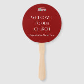 Donkerrood Welkom Hand Fan Handwaaier (Voorkant)