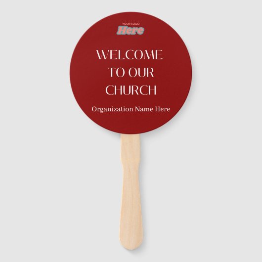 Donkerrood Welkom Hand Fan Handwaaier (Voorkant)