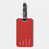 Donkerrood, wit en zwart sportontwerp bagagelabel (Achterkant verticaal)