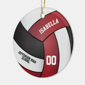 Donkerrood, wit en zwart volleybal keramisch ornament (Links)