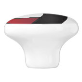 Donkerrood, wit en zwart volleybal keramische knop (Zijkant)