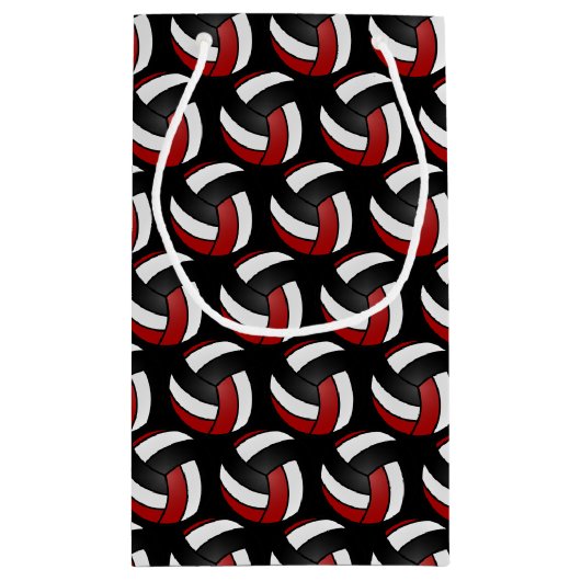 Donkerrood, wit en zwart volleybal - Personaliseer Klein Cadeauzakje (Achterkant)
