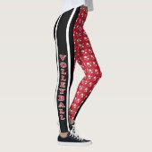 Donkerrood, wit en zwart volleybalpatroon leggings (Rechts)