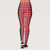 Donkerrood, wit en zwart volleybalpatroon leggings (Achterkant)