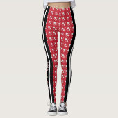 Donkerrood, wit en zwart volleybalpatroon leggings (Voorkant)