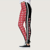 Donkerrood, wit en zwart volleybalpatroon leggings (Links)
