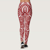 Donkerrood & Wit Fantasiepatroon Leggings (Achterkant)